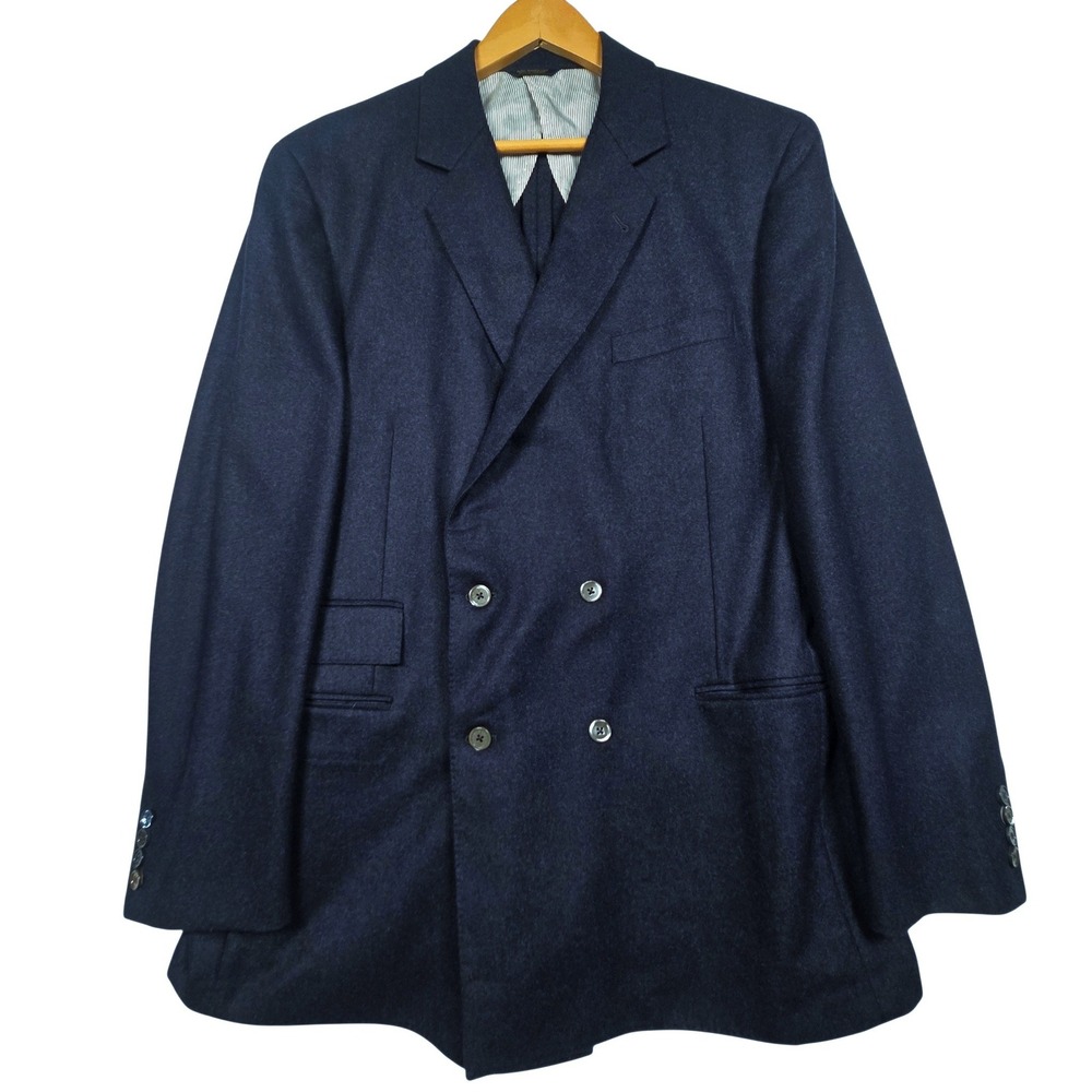 Brooks Brothers 1818 Regent Sport Coat 44L Navy Wool Flannel Double Breasted VBC